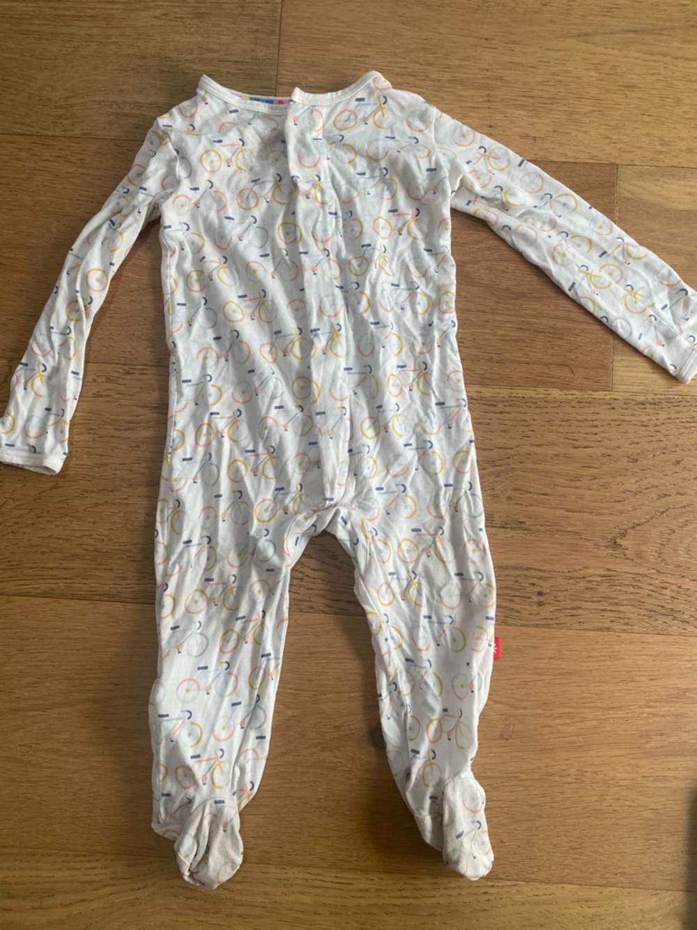 Magnetic Me White Bicycles Baby One-Piece Footed Sleeper 6-9m FAIR